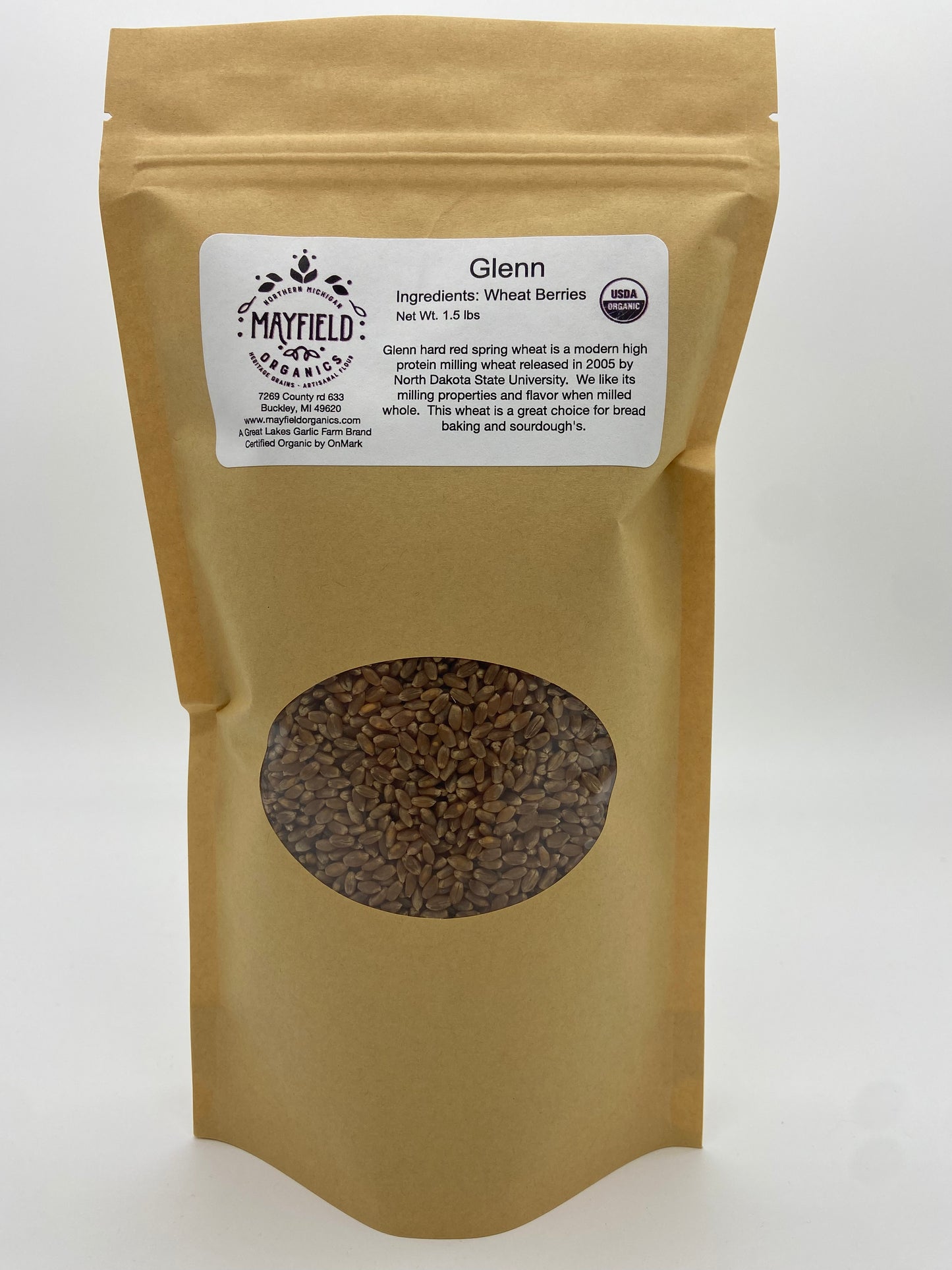 Glenn Hard Red Spring Wheat - Whole Berries - Certified Organic